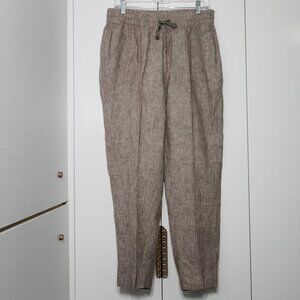 Athleta Linen Drawstring Pull on Pants Women's Size M Brown Elastic Waist